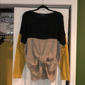 Oversized Color Block Knit Sweater